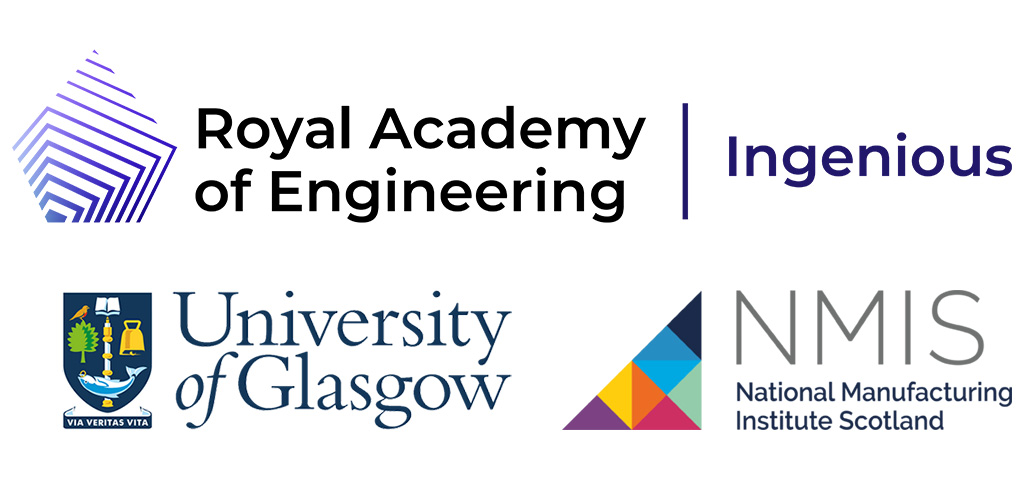 Royal Academy - Ingenious, University of Glasgow, and National Manufacturing Institute of Scotland logos.