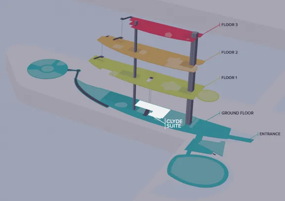 The Clyde Suite on map within building