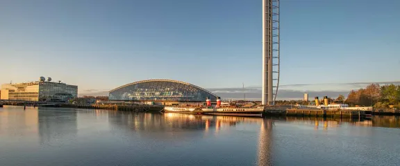 Glasgow Science Centre and Glasgow Tower as viewed from the opposite bank of the River Clyde. Photo: Paul Watt