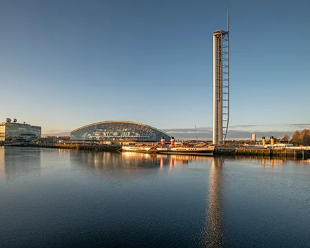 Glasgow Science Centre and Glasgow Tower as viewed from the opposite bank of the River Clyde. Photo: Paul Watt