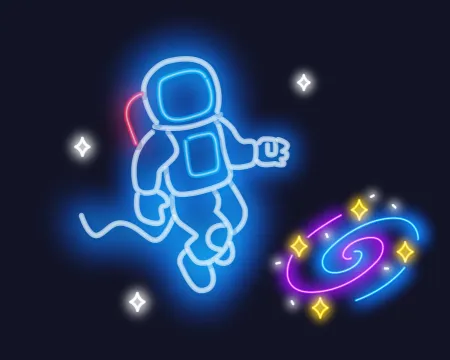 Neon light illustration of an astronaut