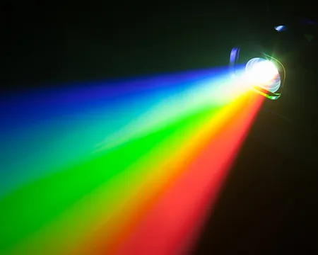 Beams of colourful light