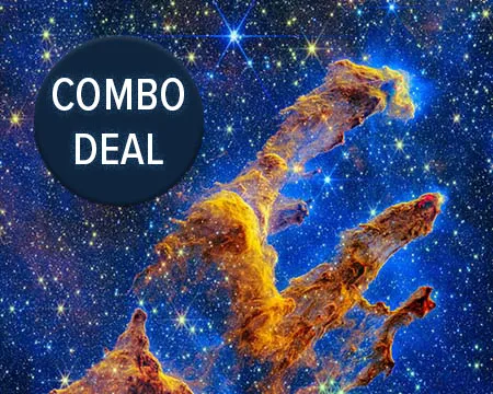 The Eagle Nebula. A sticker overlaid on the image reads, Combo Deal.