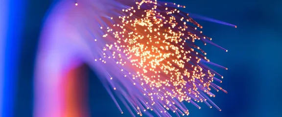 Light passing through fibre optic cables