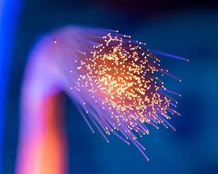 Light passing through fibre optic cables