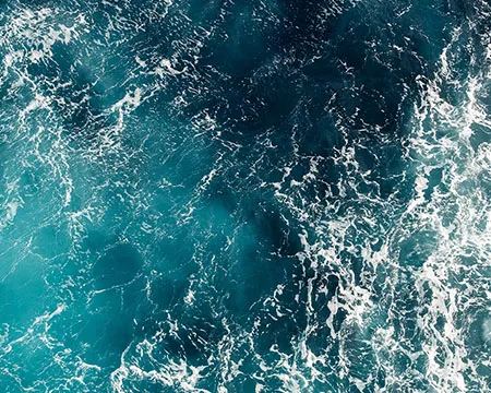 An aerial view of choppy seas